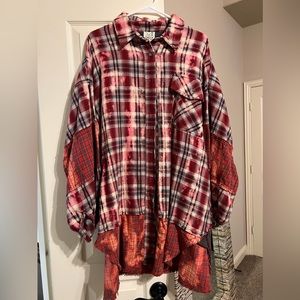 NWT Jaded Gypsy plaid Balloon Sleeve button down L/XL